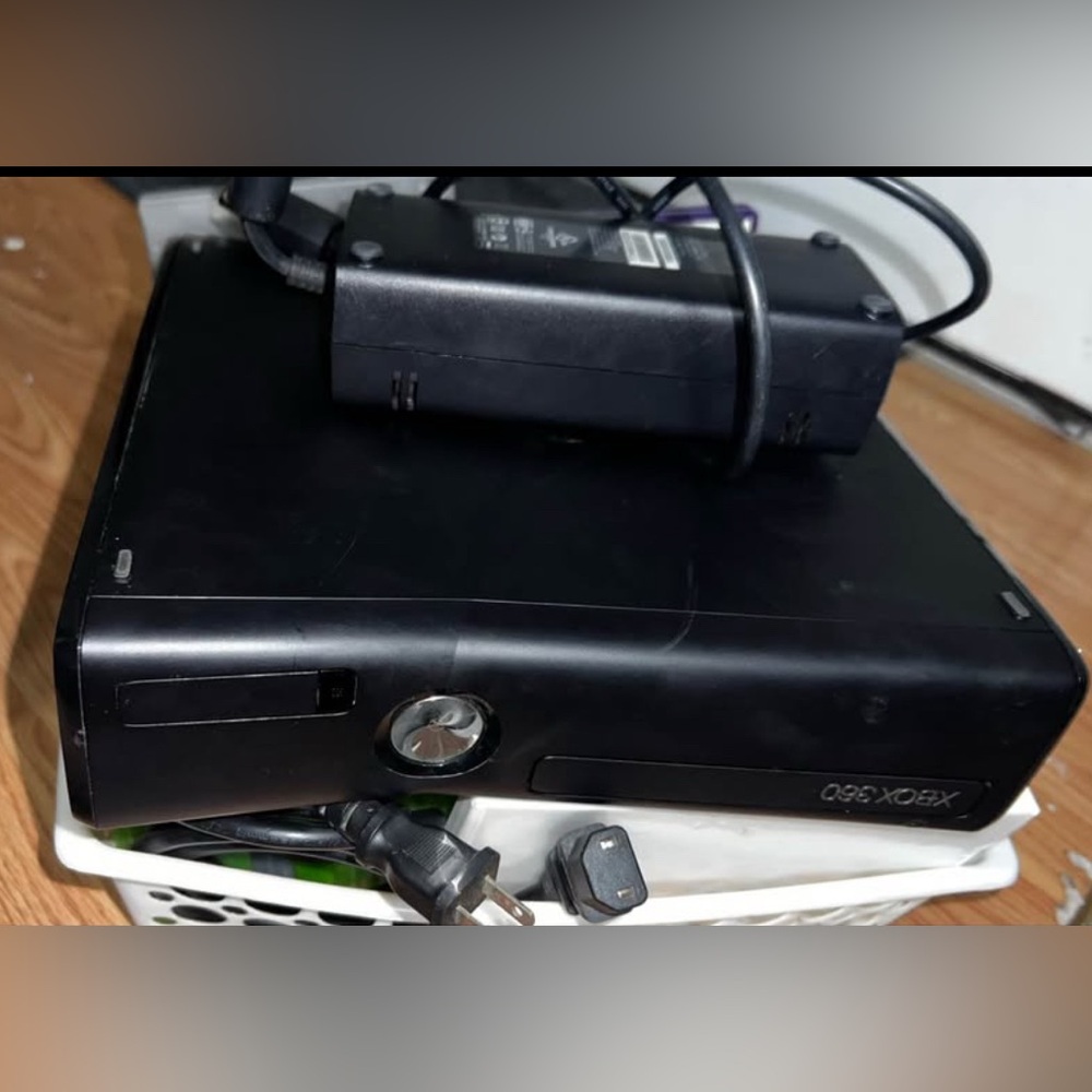 Black Xbox 360 Console with Power Adapter